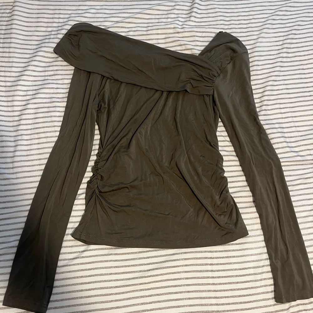 Elegant Olive Green Off-Shoulder Top